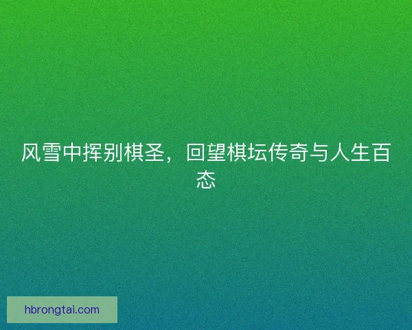 风雪中挥别棋圣，回望棋坛传奇与人生百态