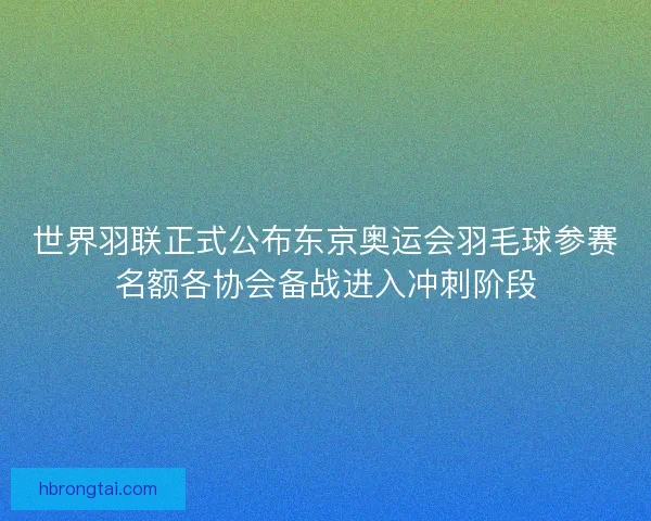 世界羽联正式公布东京奥运会羽毛球参赛名额各协会备战进入冲刺阶段