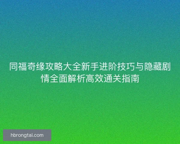 同福奇缘攻略大全新手进阶技巧与隐藏剧情全面解析高效通关指南